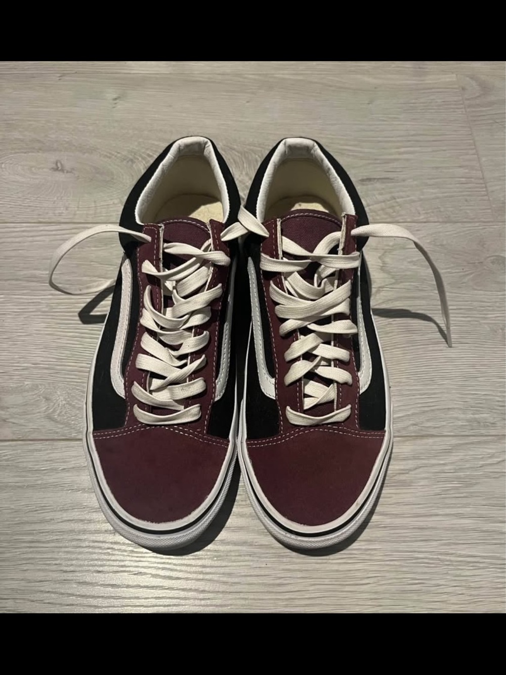 Vans Men's Burgundy, Black and White Low-Top Sneakers